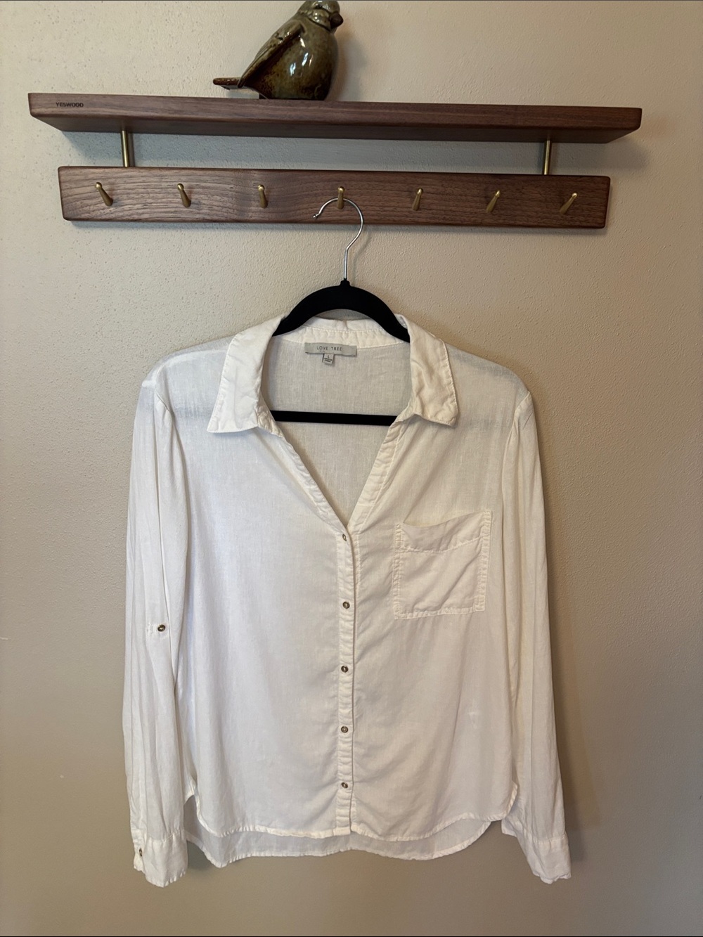 Love Tree Ivory Button-Front Collared Blouse